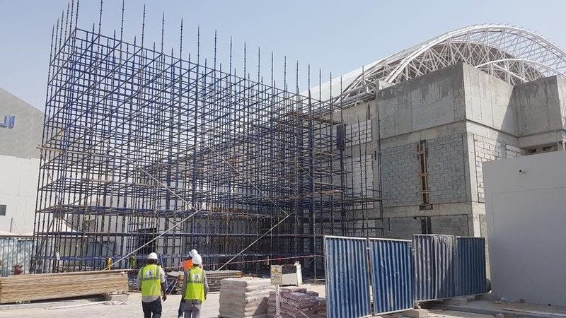 Formwork support in place for an active slab pour